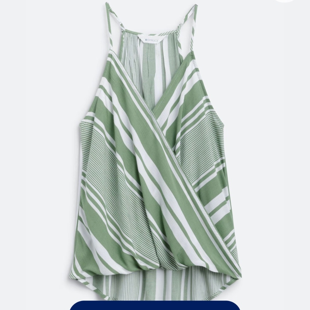 Green white loose top